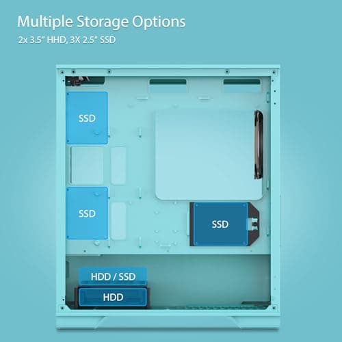 Vetroo M03 Micro ATX Mini Tower Green with Tempered Glass Side Panel and USB 3.2 Gen 1 Type-A / USB 2.0 Type-A image