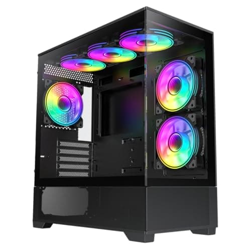 GameMax Vista M Micro ATX Mini Tower Black with Tempered Glass Side Panel and USB 3.2 Gen 1 Type-A, USB 2.0 Type-A Front Panel image