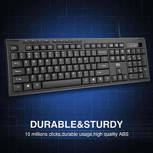 Rii RK907 Ultra-Slim Compact USB Wired Keyboard for Mac and PC,Windows 10/8 / 7 / Vista/XP (Black) image