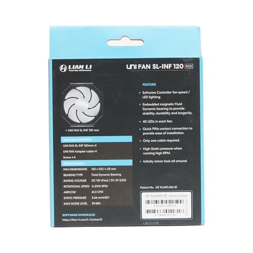 Lian Li Uni Fan SL-Infinity 120mm Addressable RGB PWM 61.3 CFM Black 1-Pack image