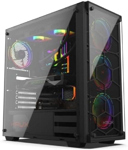 KRUX Leda ATX Mid Tower Black with Tempered Glass Side Panel and USB 3.2 Gen 1 Type-A USB 2.0 Type-A image