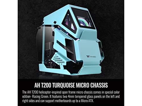 Thermaltake AH T200 MicroATX Mid Tower Turquoise/Black Tempered Glass Side Panel, Front USB 3.2 Gen 2 Type-C & USB 3.2 Gen 1 Type-A image