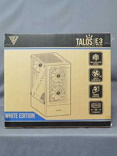 GAMDIAS TALOS E3 ATX Mid Tower White / Black Tempered Glass Side Panel, USB 3.2 Gen 1 Type-A USB 2.0 Type-A image