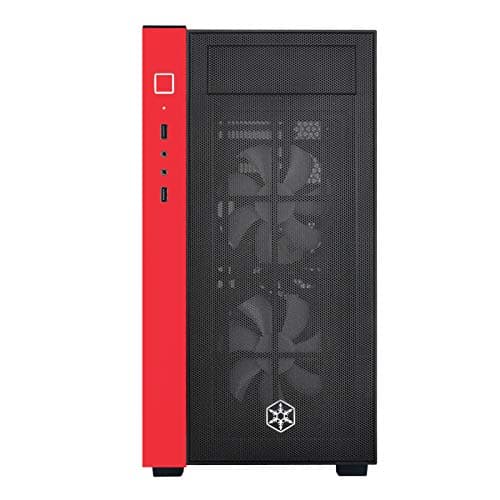 Silverstone RL08BR-RGB Black / Red Micro ATX Mini Tower Tempered Glass Side Panel image