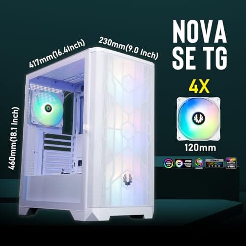 BitFenix Nova Mesh SE ATX Mid Tower White with Tempered Glass Side Panel and USB 3.2 Gen 1 Type-A image