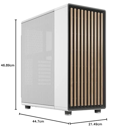 Fractal Design North ATX Mid Tower PC Case - Chalk White with Walnut Front and Mesh Side Panel image