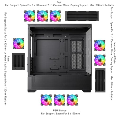 GameMax Vista M Micro ATX Mini Tower Black with Tempered Glass Side Panel and USB 3.2 Gen 1 Type-A, USB 2.0 Type-A Front Panel image