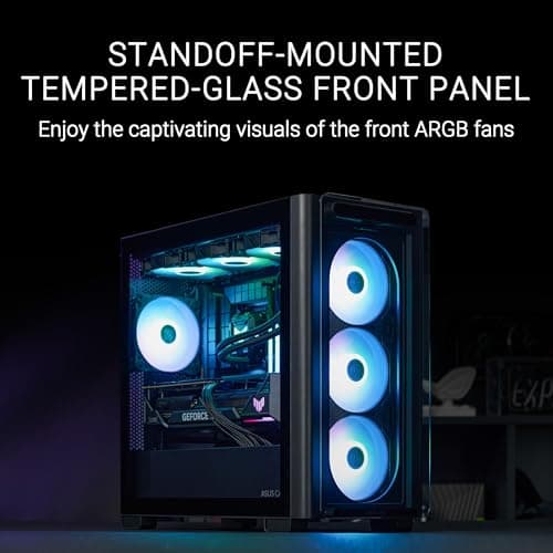 Asus A23 PLUS Micro ATX Mid Tower Black Tempered Glass Side Panel, USB 3.2 Gen 2 Type-C, USB 3.2 Gen 1 Type-A image