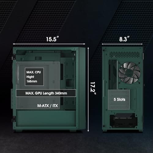 Vetroo M05 Micro ATX Mid Tower Green Tempered Glass image