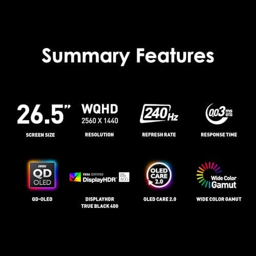 MSI MAG 273QP QD-OLED X24 26.5" 1440p 240Hz QD-OLED Monitor image