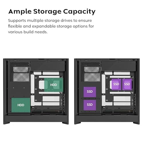 Montech HS01 PRO ATX Mid Tower Black Tempered Glass Side Panel with USB 3.2 Gen 2 Type-C and USB 3.2 Gen 1 Type-A image