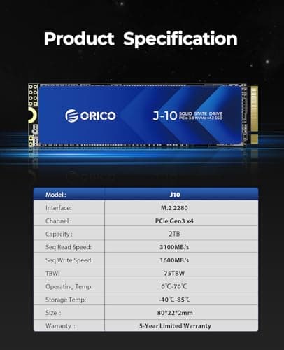 Orico J-10 2TB M.2-2280 SSD PCIe 3.0 X4 NVMe image