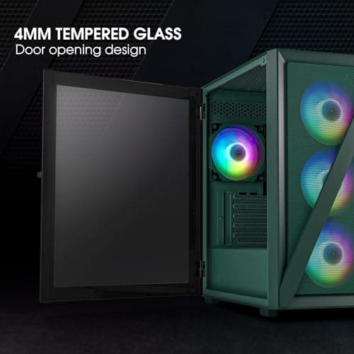 Vetroo M05 Micro ATX Mid Tower Green Tempered Glass image