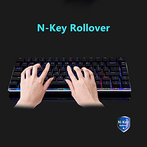 Ajazz AK33 Geek RGB Mechanical Keyboard, 82 Keys Layout, Blue Switches, LED Backlit, Aluminum Portable Wired Gaming Keyboard, Pluggable Cable, for Games Work and Daily Use, Black image