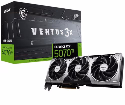 MSI VENTUS 3X OC GeForce RTX 5070 Ti 16GB GDDR7 Silver / Black image