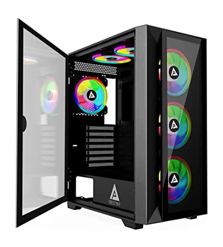 Apevia Destiny Pro ATX Mid Tower Black with Tempered Glass Side Panel and USB 3.2 Gen 1 Type-A image