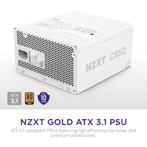 NZXT C850 Fully Modular ATX Power Supply - 850 Watts ATX 3.1 - White image