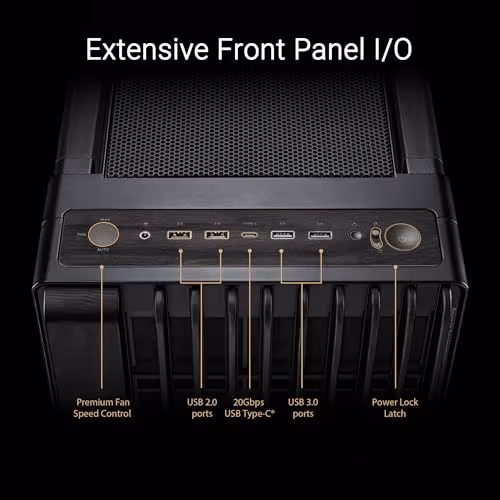 Asus ProArt PA602 Wood Edition ATX Mid Tower Black / Brown Tempered Glass Side Panel image