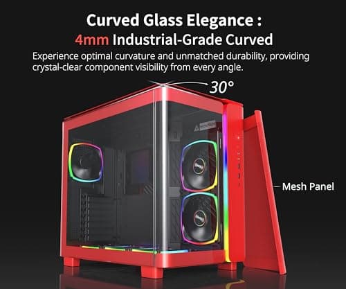 Montech KING 95 PRO ATX Mid Tower Red / Black Tempered Glass Side Panel with USB 3.2 Gen 2 Type-C and USB 3.2 Gen 1 Type-A image