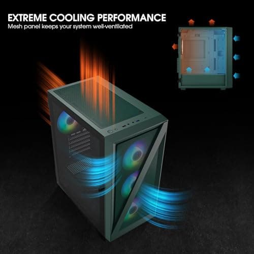 Vetroo M05 Micro ATX Mid Tower Green Tempered Glass image