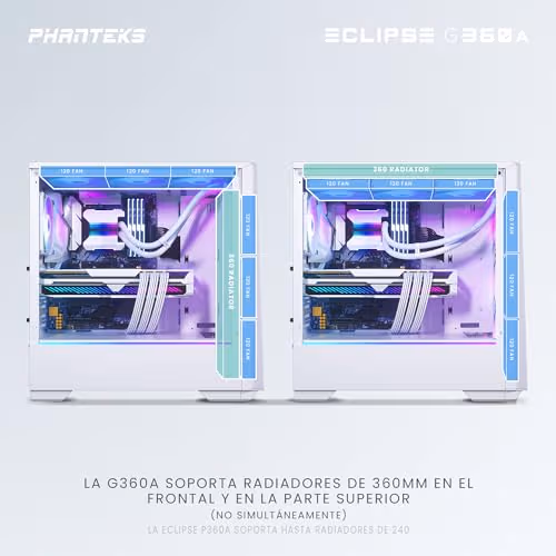Phanteks Eclipse G360A ATX Mid Tower White Tempered Glass Side Panel image