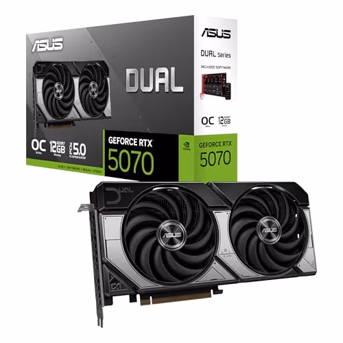 Asus DUAL OC GeForce RTX 5070 12GB GDDR7 Black / Silver image