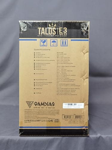GAMDIAS TALOS E3 ATX Mid Tower White / Black Tempered Glass Side Panel, USB 3.2 Gen 1 Type-A USB 2.0 Type-A image