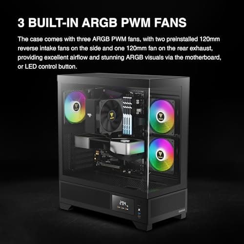 GAMDIAS ATLAS M1 ATX Mid Tower Black Tempered Glass Side Panel image