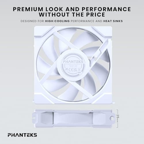 Phanteks M25G2-120 120mm White Addressable RGB PWM Reverse 73.69 CFM 3-Pack image