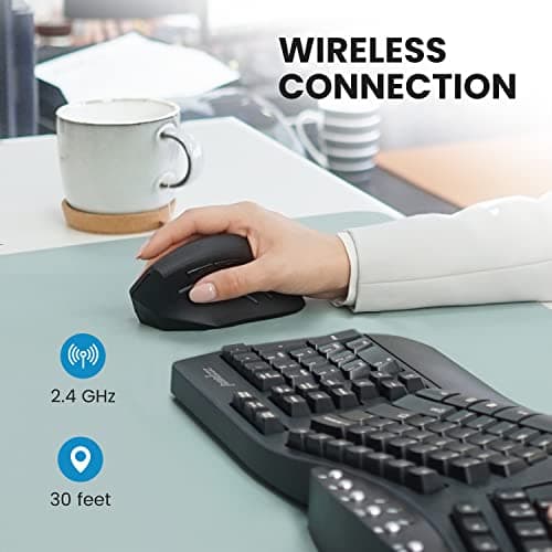 Perixx PERIMICE-608 Wireless Vertical Mouse, 6 Button, 800/1000/1600 DPI, Right Handed Design image