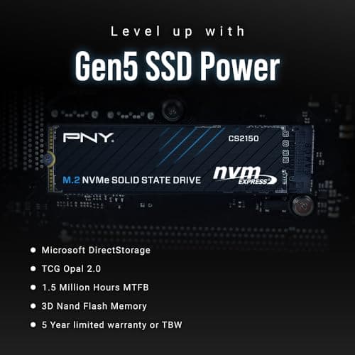 PNY CS2150 1TB M.2-2280 SSD PCIe 5.0 x4 NVMe image