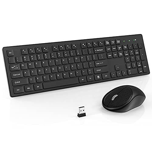 RATEL Wireless Keyboard Mouse Combo, 2.4GHz Slim Full-Sized Silent Wireless Keyboard and Mouse Combo with USB Nano Receiver for Laptop, PC (Black) image