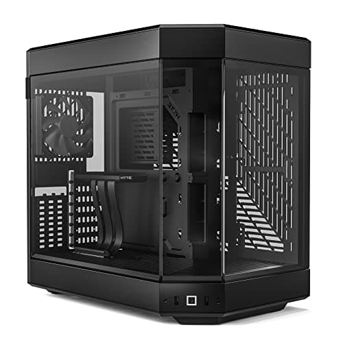 HYTE Y60 Modern Aesthetic Dual Chamber Panoramic Tempered Glass Mid-Tower ATX Computer Gaming Case with PCIe 4.0 Riser Cable Included, Black image