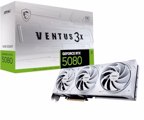 MSI VENTUS 3X OC GeForce RTX 5080 16GB GDDR7 White image