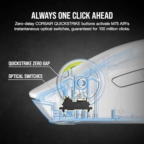 Corsair M75 AIR Wireless/Wired/Bluetooth Gaming Mouse - White image