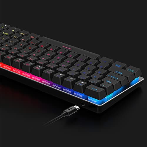Ajazz AK33 Geek RGB Mechanical Keyboard, 82 Keys Layout, Blue Switches, LED Backlit, Aluminum Portable Wired Gaming Keyboard, Pluggable Cable, for Games Work and Daily Use, Black image