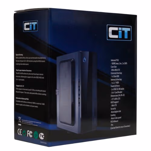 CiT MTX-007B Mini-ITX Desktop Black with 180W Power Supply image