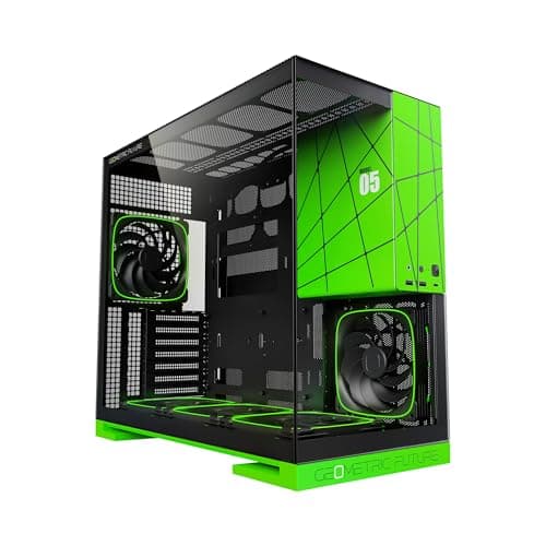 Geometric Future Model 5 ATX Mid Tower Black / Green Tempered Glass Side Panel image