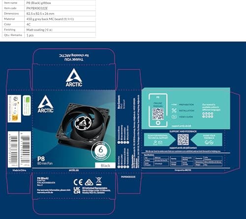 ARCTIC P8 80mm Black 23.4 CFM image