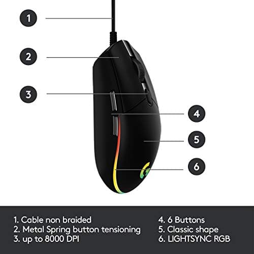 Logitech G203 Lightsync Optical Wired Gaming Mouse image