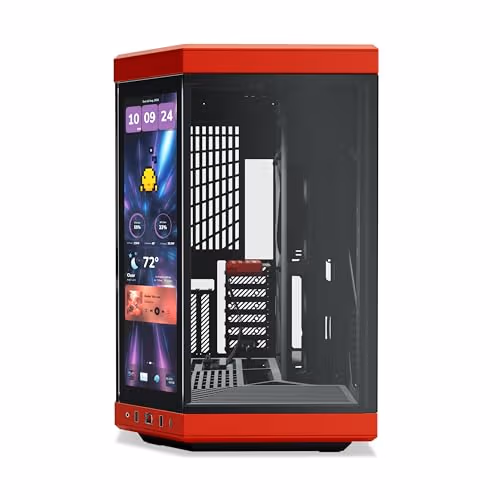 HYTE Y70 Touch Infinite ATX Mid Tower Red / Black Tempered Glass Side Panel, USB 3.2 Gen 2 Type-C, USB 3.2 Gen 1 Type-A image