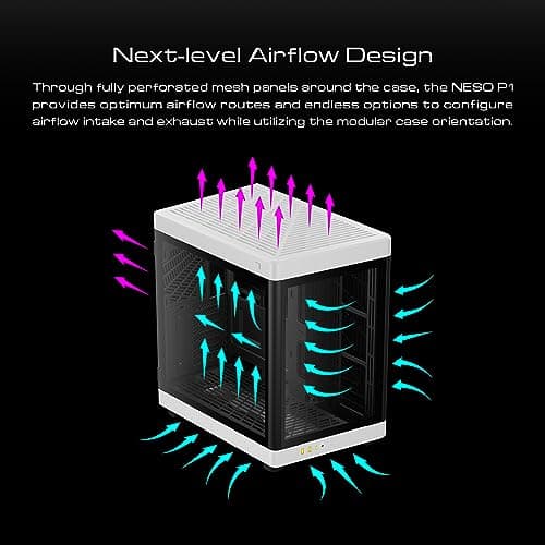 GAMDIAS NESO P1 ATX Full Tower Black / White Tempered Glass Side Panel, USB 3.2 Gen 2 Type-C, USB 3.2 Gen 1 Type-A image
