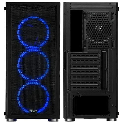 Rosewill ATX Mid Tower Gaming PC Computer Case with Dual Ring Blue LED Fans, 360mm Water Cooling Radiator Support, Tempered Glass and Steel, USB 3.0 - SPECTRA C100 image