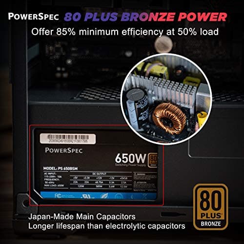 PowerSpec PS 650BSM Black 650W Semi-Modular 80+ Bronze Certified image