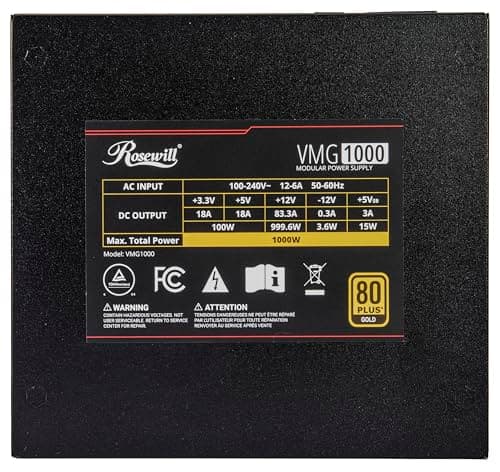 Rosewill VMG 1000W Fully Modular 80+ Gold Certified ATX image