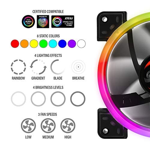 Rosewill RGBF-S12001 120mm Addressable RGB PWM 41.2 CFM Black 3-Pack image