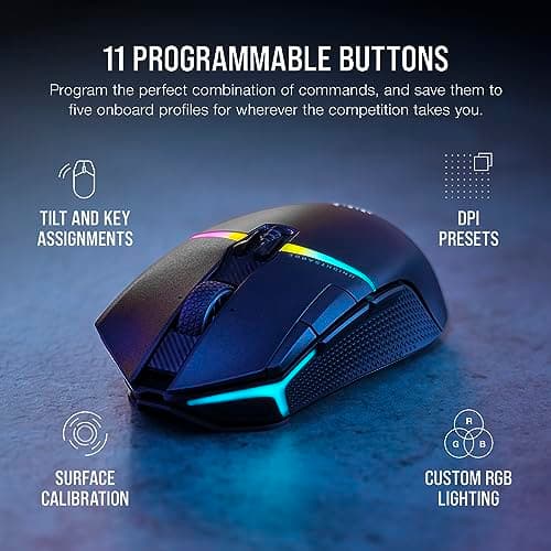 Corsair NIGHTSABRE RGB Wireless/Bluetooth/Wired Optical Gaming Mouse image