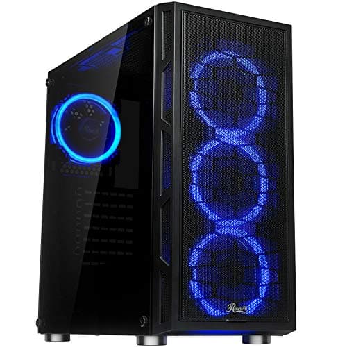 Rosewill ATX Mid Tower Gaming PC Computer Case with Dual Ring Blue LED Fans, 360mm Water Cooling Radiator Support, Tempered Glass and Steel, USB 3.0 - SPECTRA C100 image
