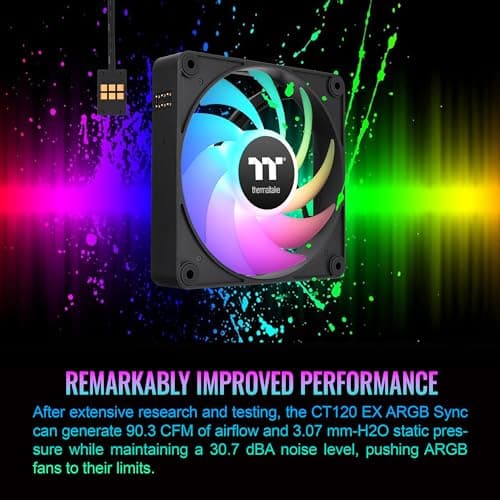 Thermaltake CT140 EX 140mm Black Addressable RGB Sync PWM 90.3 CFM 3-Pack image