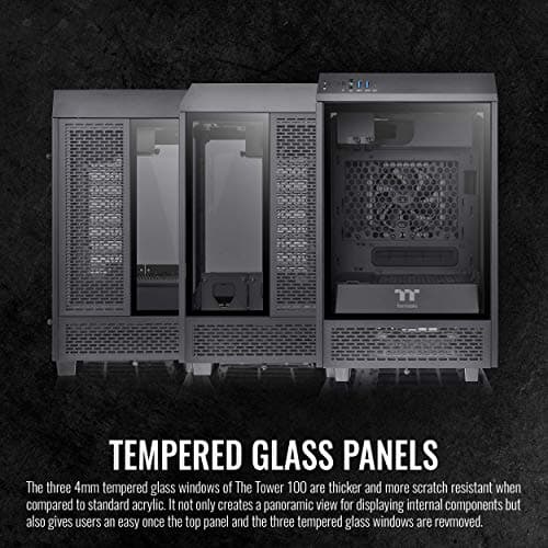 Thermaltake The Tower 100 Mini-ITX Tower Black Tempered Glass Side Panel image